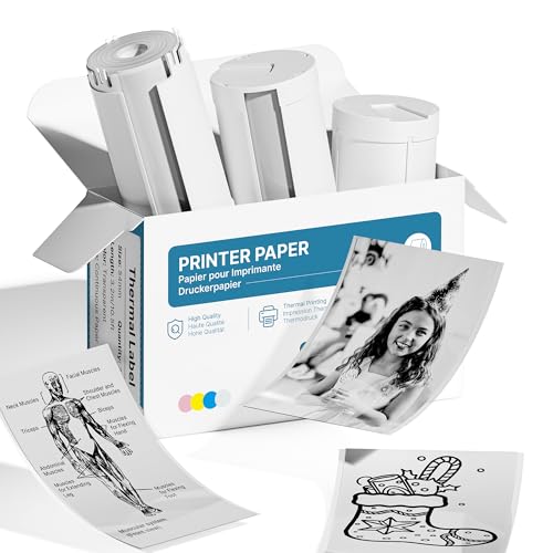 Genuine Self-Adhesive Thermal Printer Stickers, 54mmx3.2m Sticker Paper, Compatible with PM290 Mini Sticker Printer, Thermal Sticker Paper for Journal, Study, Photos, 3 Rolls, Transparent