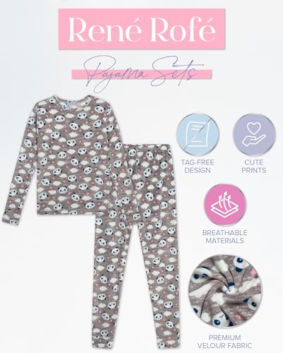 Rene Rofe Girls' Pajama Set - 2 Piece Velour Long Sleeve Sleep Shirt and Pajama Pants - Cozy Sleepwear Set for Girls (4-12)2