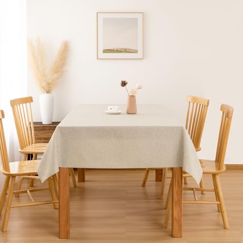Hiasan Faux Linen Rectangle Tablecloth - Wrinkle and Stain Resistant Washable Table Cloth for Kitchen Dining Room Holiday Table Cover for Party Dinner, Beige, 70 x 140 Inch by Hiasan - Image 7
