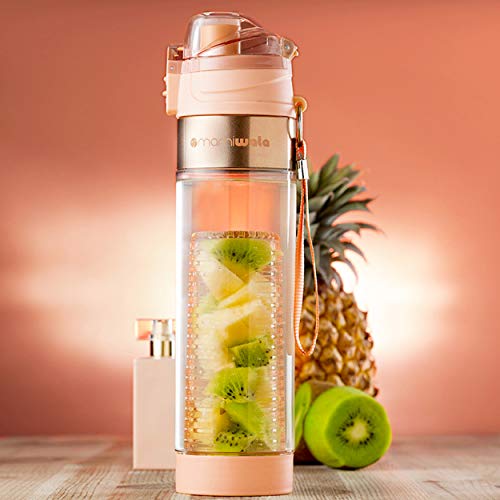 Fruit-Infuser-Water-Bottle--24-oz--Tritan-Plastic-Unique-Stylish-Design--Fruit-Infused-Water-recipes-eBook-Insulating-sleeve--Beautiful-Gift-Box