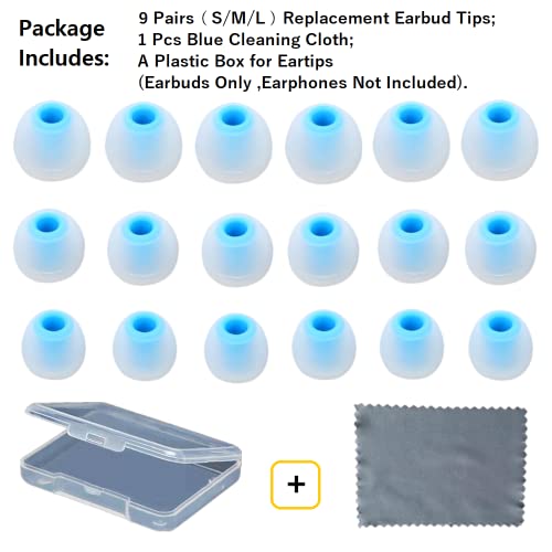 Image of Earbud Tips Replacement Earbud Tips Ear Bud Replacement Pieces Silicone Soft and Comfortable Fit for Inner Hole from 3.8mm - 5.1mm Earphones 9 Pairs S /M /L Clear Blue
