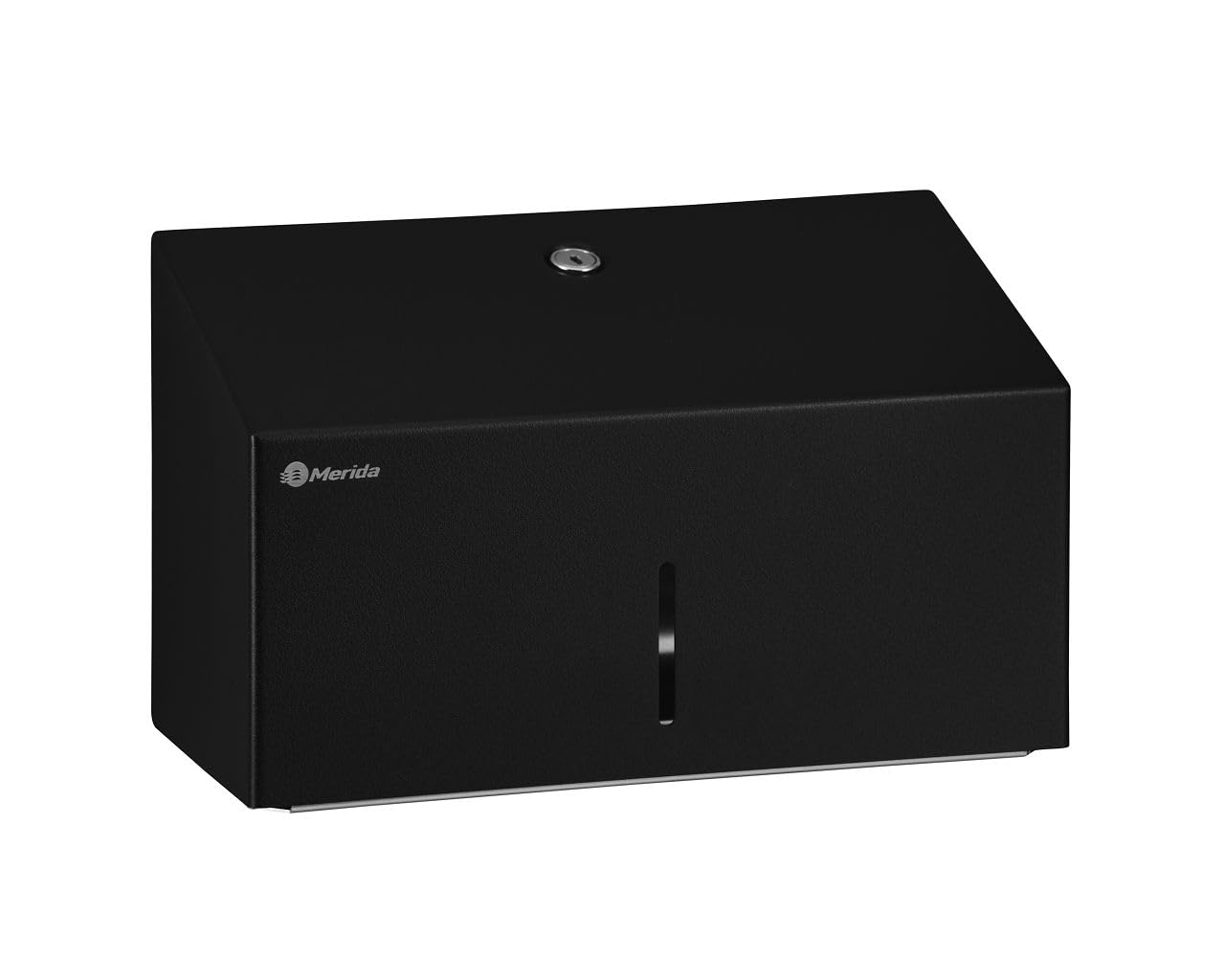 Merida Dispenser Asciugamani Piegati Mini Acciaio Inox Nero Parete Oblò | Dispenser a parete per asciugamani piegati, acciaio inox nero, fino a 250 asciugamani, chiusura a chiave, 15,5 x 25,5 x 12 cm