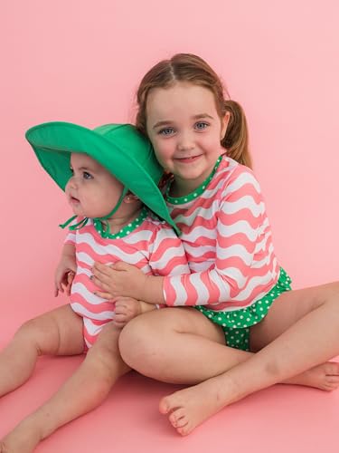 Image of RuffleButts Baby /Toddler Girls Long Sleeve Rash Guard UPF50+ Sun Protected Bikini Swimsuit