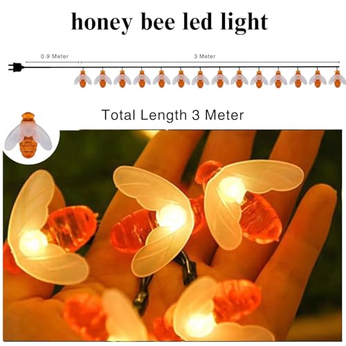 Image of One94Store 14 LED, 3 Meter Honey Bee String Lights - Warm White Fairy Lights | Direct Plug-in, Waterproof Decorative Lights for Home, Diwali, Christmas, Halloween & Party Decor (Pack of 3)