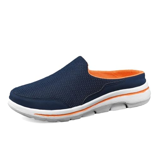 Mens Womens Backless Slippers Mesh Knitted Clogs Sneakers Lightweight Comfortable Walking Open Back Shoes Slip on Trendy Casual Breathable Slippers Shoes Closed Toe Slides Outdoor Sports Wedge Mules