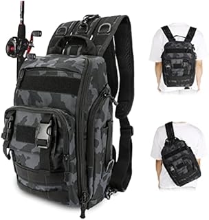 Achort Fishing Tackle Backpack Storage Bag,Fishing Backpack with Rod Holder, Lightweight Sling Fishing Backpack, Sturdy Fishing Gear Bag, Outdoor Shoulders Backpack for Fishing Hiking Hunting Camping