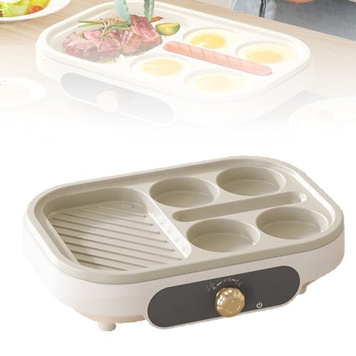 Sartén antiadherente para huevos, sartén de desayuno y parrilla eléctrica con perilla de temperatura ajustable, máquina multifuncional para hacer panqueques para hamburguesas y más