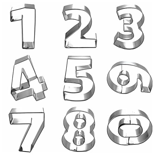 Number Shaped Cookie Cutters Set Of 9 Pcs, Stainless Steel 0 To 8 Fondant Cutter Molds Baking Diy (6 Switch To 9) (Round Angle) #TOP5