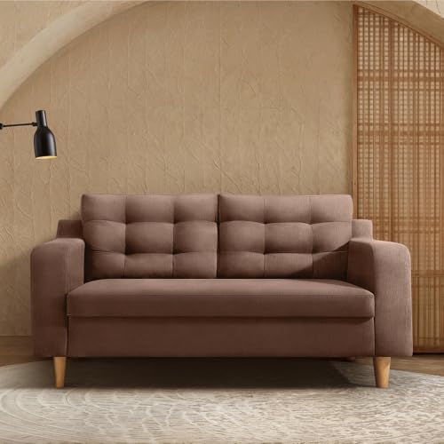 Image of Duroflex Ease Plus - 2 Seater Sofa Set for Living Room | 3 Year Warranty | Premium Wooden Frame Sofa | Anti-Pilling Fabric, Fade & Termite Resistant | Comfortable & Durable Couch - Cocoa Brown