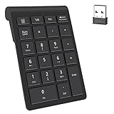 Mi hogar Wireless Number Pads, Numeric Keypad Numpad 22 Keys Portable 2.4 GHz Financial Accounting Number Keyboard Extensions 10 Key for Laptop, PC, Desktop, Surface Pro, Notebook (Black)