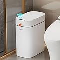 O-MART Bathroom Trash Can with Lid, 2.2 Gallon Automatic Touchless Motion Sensor Small Garbage Can, Smart Slim Trash Bin for Kitchen, Office, Bedroom, Living Room, Toilet, 2 Rolls of Bags