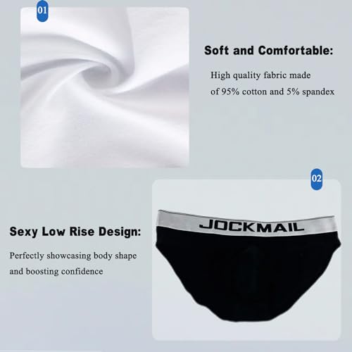 JOCKMAIL Mens Briefs Underwear Men's Cotton Brief Breathable Soft Briefs Sports Underwear for Men (US, Alpha, Medium, Regular, Regular, 397Black)4