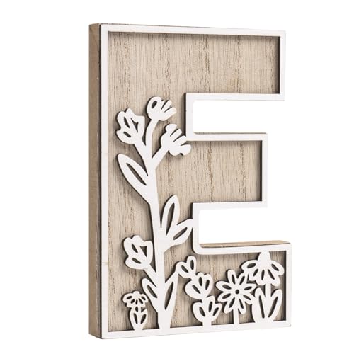 3D Floral Wooden Letter E