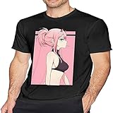 Zero Two Strelizia Darling in The Franxx Short Sleeve Mens T Shirt, Negro , 3XL