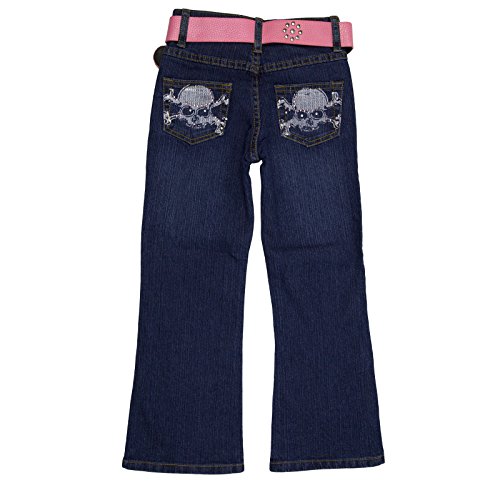 2B Real Girls Stretch Blue Jeans with Pink Belt Skull Buckle2