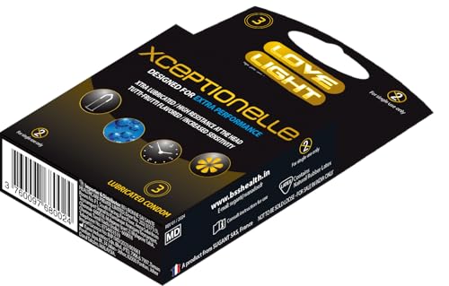 Image of Love Light Xceptionelle Condoms |Designed for Extra Performance| Extra Lubricated Natural Latex|Reinforced Head & Reservoir Tip|Tutti Frutti Flavor| ISO 4074 - Pack of 3
