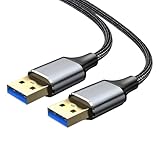 Leloco Câble USB 3.0 - 0,5 m - Fiche USB A vers fiche A mâle - Câble de connexion 5 Gbps - Alliage d'aluminium tressé - Pour disque dur, imprimante, boîtier de disque dur, appareil photo, DVD, ordinateur portable, etc