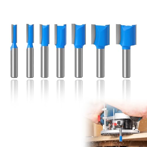 7 piezas de fresas ranuradas de 8 mm de vástago, fresas para fresadora, fresas de madera ranuradas de 6, 8, 10, 12, 14, 18, 20 mm, para fresar madera, trabajo en madera