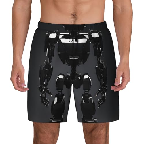 Short de bain homme imprimé robot noir pour vacances et piscine
