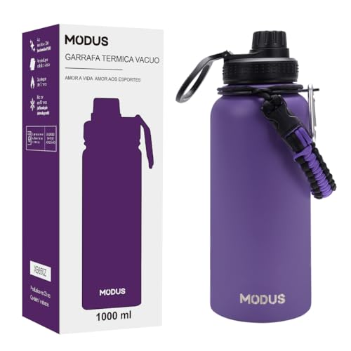 MODUS Garrafa Térmica Esportiva De Aço Inoxidável Com Isolamento A Vácuo De 1000ML (Roxo)