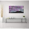 LoveHouse Purple Tree Wall Art Painting Blossom Cherry Flower with Mt Fuji Japan Landscape Picture Art Prints for Bedroom Living Room Office Room Decor Stretched Framed Ready to Hang 24x48 inches