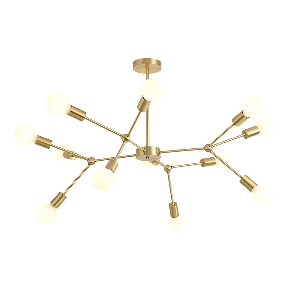 Sputnik żyrandol, lampa sufitowa w stylu vintage, przemysłowa oprawa kuchenna ze szczotkowanego mosiądzu do salonu, 12 świateł/miedź/12 świateł