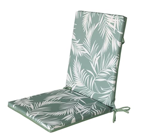 Atout Ciel Coussin de Fauteuil d'extérieur Bicolore en Tissu déperlant 90x40cm, 4 Variantes, Imprime Vert/Uni Vert