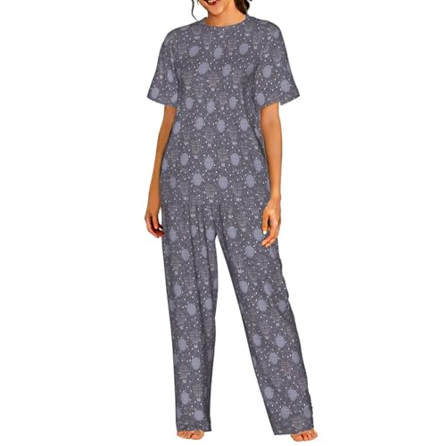 Pyjama à manches courtes femme imprimé montgolfière en textile léger