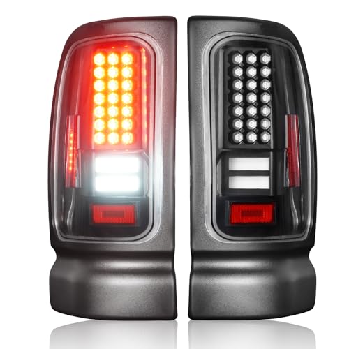 LED Tail Light Fit for Ram 1500 1994-2001, Fit for Ram 2500 3500 1994-2002, Rear Brake Lamp Taillight Assembly, Black Housing Clear Lens