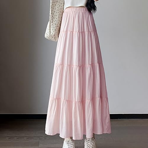 Summer Black Boho Flowy Maxi Skirts for Women Trendy Slimming Long Skirt Versatile Vacation Office Bottoms2