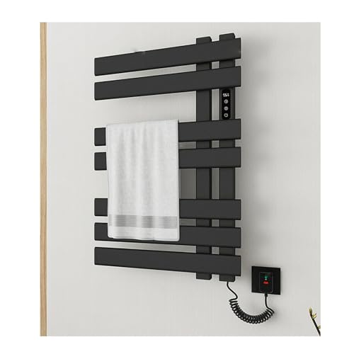Sèche-serviettes électrique mural argent à 7 tiges plates avec minuterie