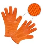 Silicone Smoker Oven Gloves -Extreme Heat Resistant BBQ Gloves -Hand Hot Food on Your Barbeque, Fryer, Pit or Oven Waterproof Cooking & Baking Mitts…
