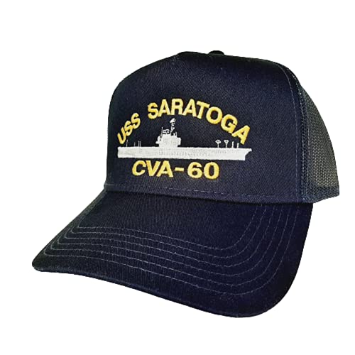 Gorra de béisbol USS Saratoga CVA-60 azul malla snapback miniatura 1