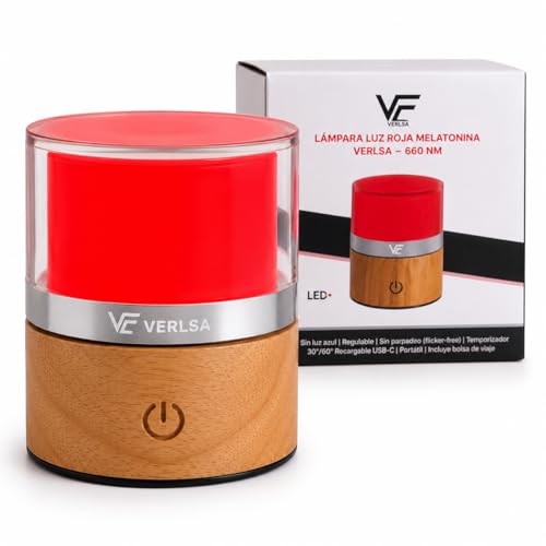Verlsa Luz Nocturna Infantil, Bebé Y Adultos, Luz Roja Nocturna Melatonina, 630nm, Libre De Azul, Lámparas Sin Cables, Táctil Intensidad Regulable, Portátil Multiusos, Batería 2000mah,Cable Tipo C
