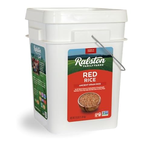 Ralston Family Farms Red Rice, 25 Pound Bucket, Ancient Grain, Non-GMO, Naturally Gluten Free, Red Artisanal Rice Grown in USA Cover