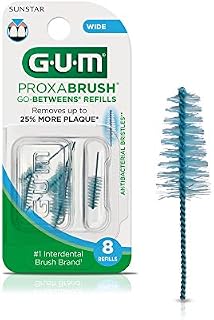 GUM Proxabrush Go-Betweens Interdental Brush Refills, Wide, 8 Count (Pack of 6)