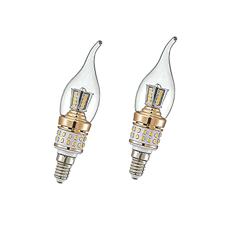 ZYUJIA - Bombillas de velas LED E14 de 10 W, pequeñas bombillas de tornillo candelabro LED, no regulable araña blanca cálida, 3000 K, lámparas de ahorro de energía vintage (equivalente a 90 W)