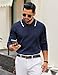 COOFANDY Mens Knit Sweater Polo Stripe Golf Sweater Lightweight Business Casual Collared Pullover Sweaters Midnight Blue