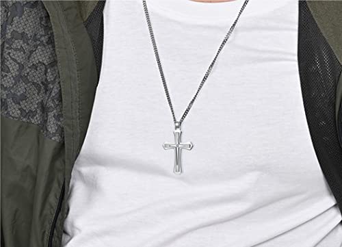 Collier croix en acier inoxydable et titane noir argent JO WISDOM