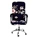 SearchI Housse de Chaise de Bureau Extensible,1 Piece Moderne Couverture de Fauteuil de Bureau Rotatif Chaise Pivotante Lavable Amovible,Revêtement de Chaise d'ordinateur Universel(Feur-bleu marine，M)