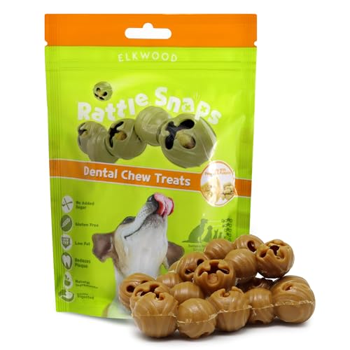 Grain Free Dog Food Elkwood Rattlesnaps Dog Dental Chews & Treats (4-Pack) | Peanut & Pumpkin with Chicken – Antioxidant-Rich, Grain-Free Chews, Promotes Healthy Teeth, Gums & Digestion