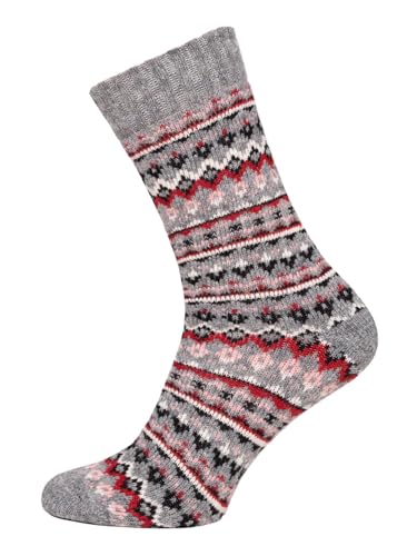 A Pair of Colourful Jacquard Pattern Wool Socks for Men and Women Soft Thick Cuddly Socks Hyggelig Warm with 45% Wool - Durable Warm, gray, 39-42