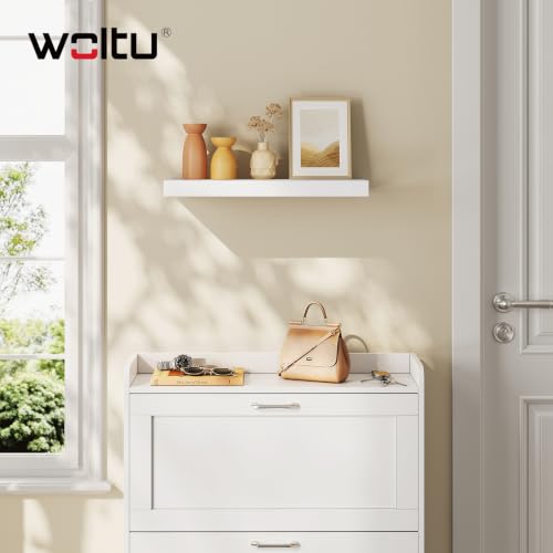 Miniatura 2 de Woltu Estantería Flotantes Blanco Baldas 50cm Estante Para Pared De Tablero De Madera Rg9368ws