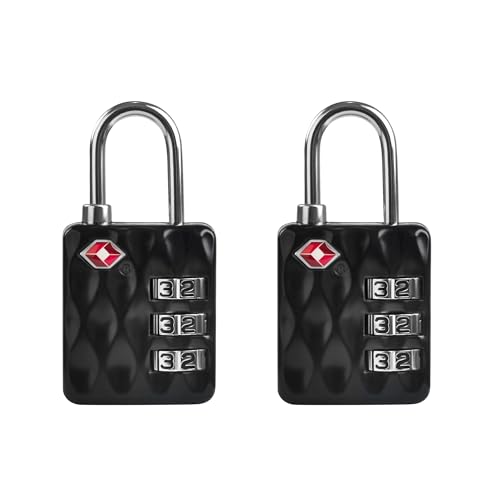 Candados TSA para Equipaje UP Security, Candado de Combinación para Taquilla, Candado de 3 Dígitos, Candado Pequeño de Combinación, para Taquilla de Gimnasio, Maletero,Estuche para Armas(Negro+Negro)