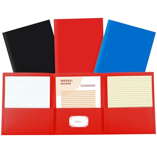 Dunzoom 3 Pcs Tri Fold Folders with 3 Pockets 8.5 x 11 Inch Letter Size Plastic Tri Fold 3 Pocket Folders for School Office College Home Supplies(Classic)