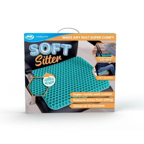 JML Soft Sitter Honeycomb Cushion - Gel Seat Cushion for Support and Flexibility Home Office Gaming and Car Seat Pads - Lightweight Durable Breathable for All-Day Comfort and Posture Aqua Green