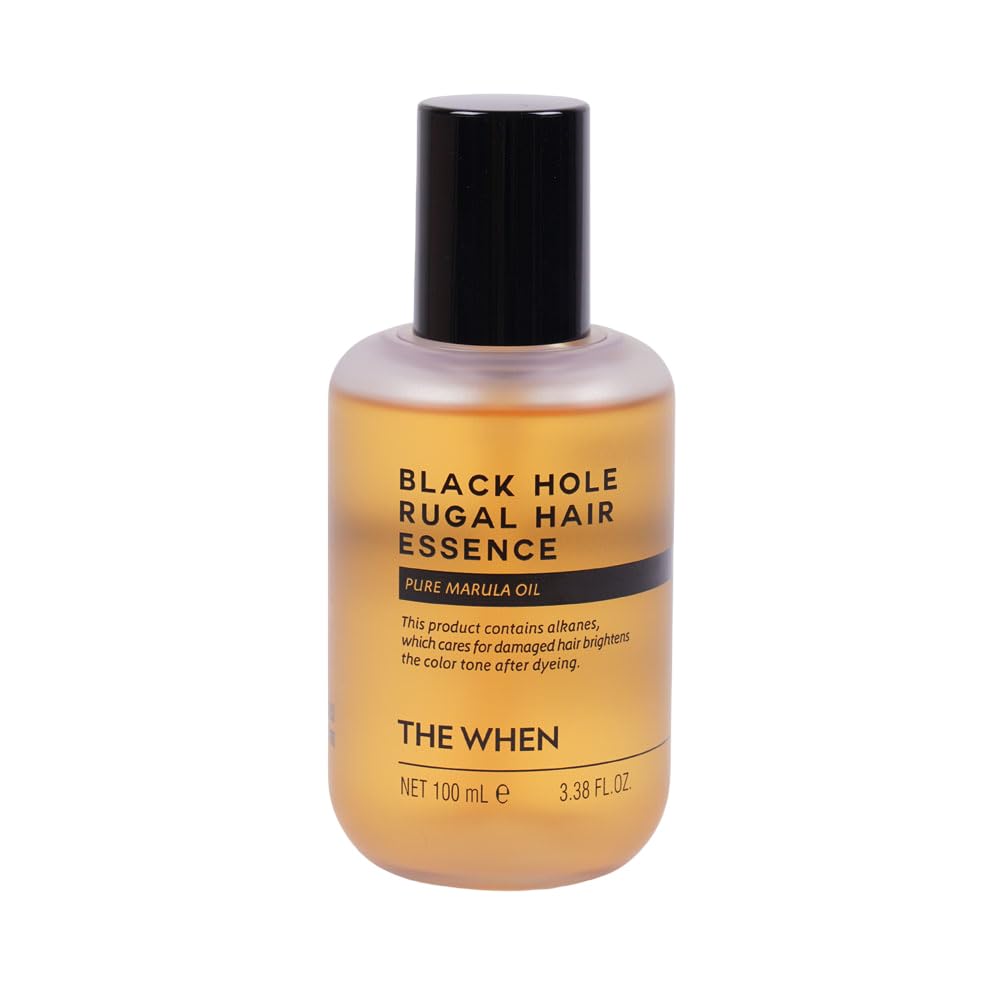 The When Black Hole Rugal Hair Oil Essence with Pure Marula Oil – Anti-Frizz, Heat Protection & Shine Boosting Leave-In Treatment, 100ml (3.38 fl.oz)