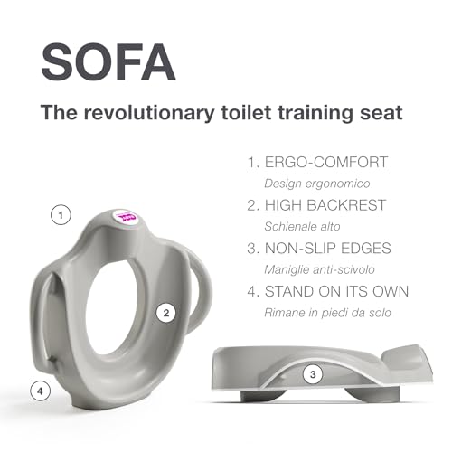 OKBABY Sofa - Toilettentrainersitz mit rutschfesten Kanten - Breite und erhöhte Griffe ermöglichen optimale Stabilität für das Kind - Grau