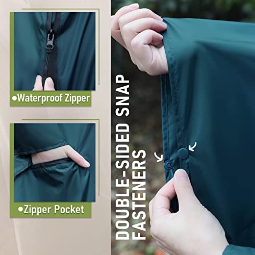 Regen Poncho Jacke Mantel für Erwachsene mit Kapuze wasserdicht mit Reißverschluss im Freien, Navy