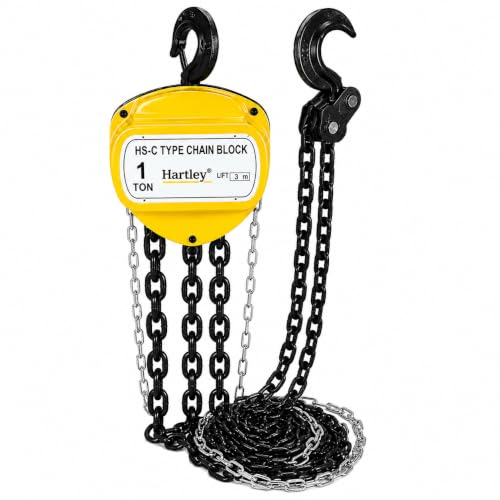 Image of Hartley HS-C Type 1 Ton Chain Pulley Block, 3 Meter Lift, 6 mm Load Chain | Single Fall Manual Chain Hoist | Heavy Duty Alloy Steel Hooks | Material Handling Equipment | Ideal for warehouses, factories, construction sites, and maintenance. Perfect for machinery installation and moving cargo.